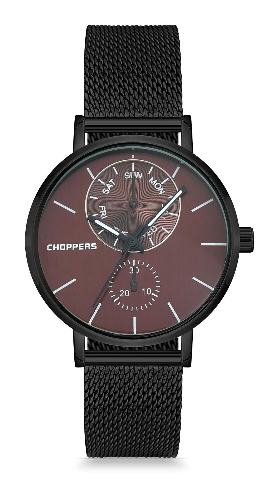 Choppers HBH18015D Takvimli 35 mm Siyah Hasır Kordon Analog Kadın Kol Saati