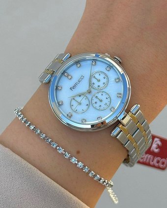 Ferrucci FRC.FT.1.131 35 mm Altın-Gri Çelik Kordon Analog Kadın Kol Saati