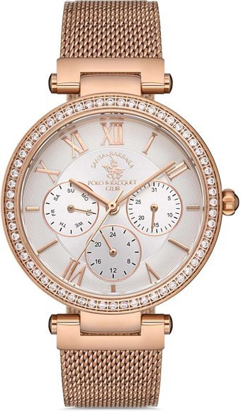 Santa Barbara Polo & Racquet Club SB.1.10262.3 Takvimli 34 mm Rose Gold Çelik Kordon Analog Kadın Kol Saati