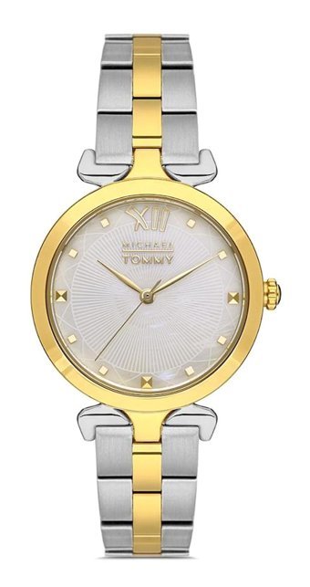 Michael Tommy MT22109L-CSB32 32 mm Altın-Gri Çelik Kordon Analog Kadın Kol Saati