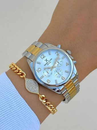 Daniel Klein DK.FT.1.105 31-35 mm Altın-Gri Çelik Kordon Analog Kadın Kol Saati