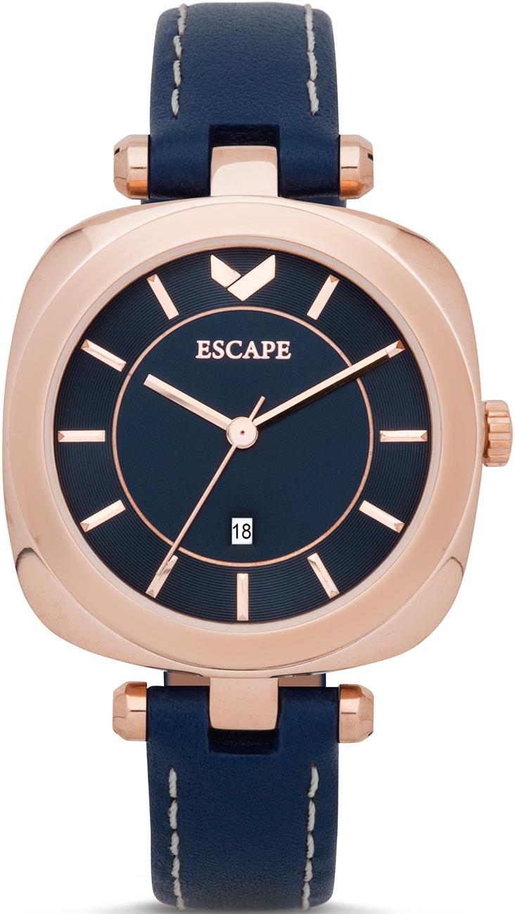Escape EC1134-103 Takvimli 35 mm Lacivert Deri Kordon Analog Kadın Kol Saati