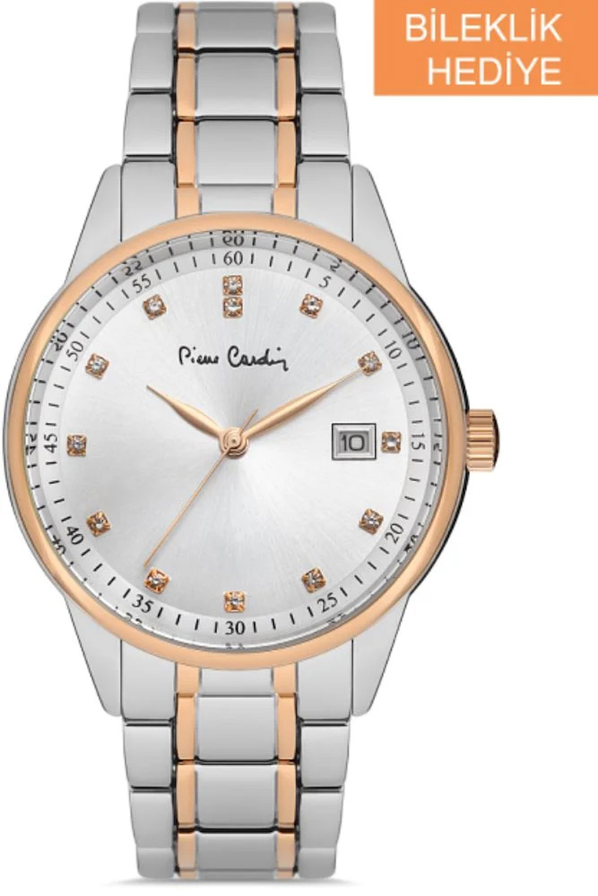 Pierre Cardin PC800602F09 Takvimli 36 mm Gri-Rose Gold Metal Kordon Analog Kadın Kol Saati