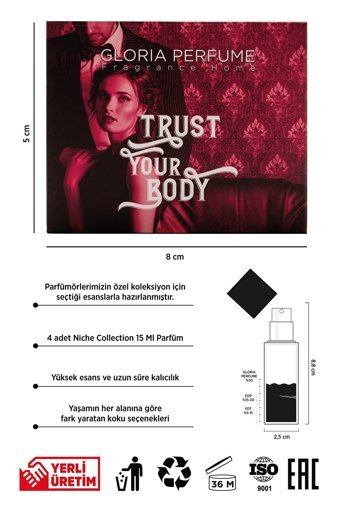 Gloria Perfume Trust Your Body Niche 4 Parça Mini Unisex Parfüm Seti EDP