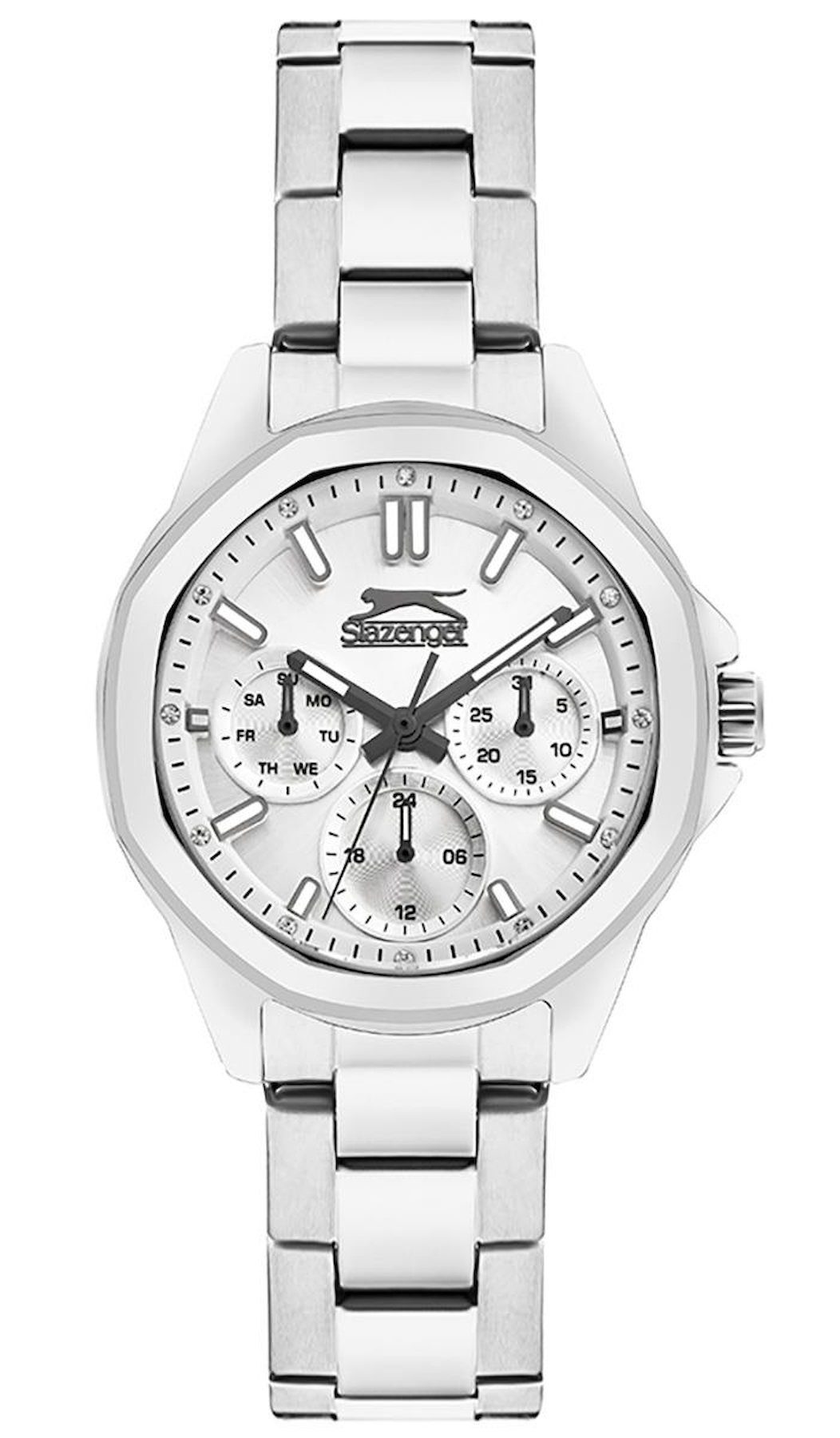 Slazenger SL.09.2290.4.04 Takvimli 37 mm Gri Metal Kordon Analog Kadın Kol Saati