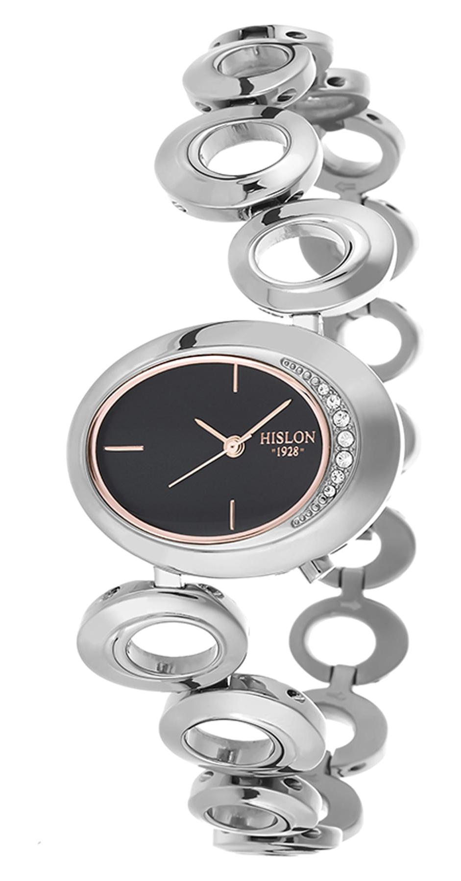 Hislon 3323-22421 22 mm Gri Çelik Kordon Analog Kadın Kol Saati
