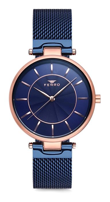 Ferro F1828C-955-T 31-35 mm Lacivert Metal Kordon Analog Kadın Kol Saati