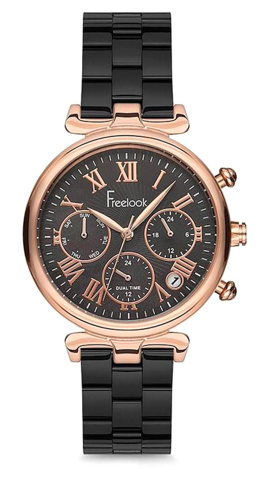 Freelook F.11.1006.07 36 mm Siyah Çelik Kordon Analog Kadın Kol Saati
