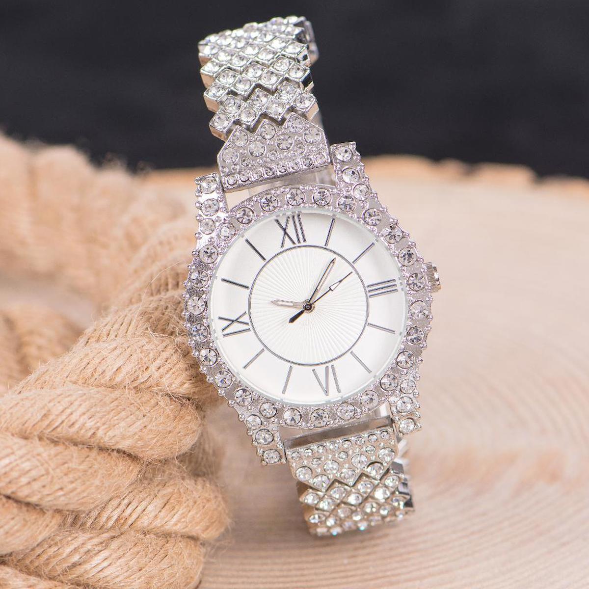 Oleydi 36-40 mm Gri Çelik Kordon Analog Kadın Kol Saati
