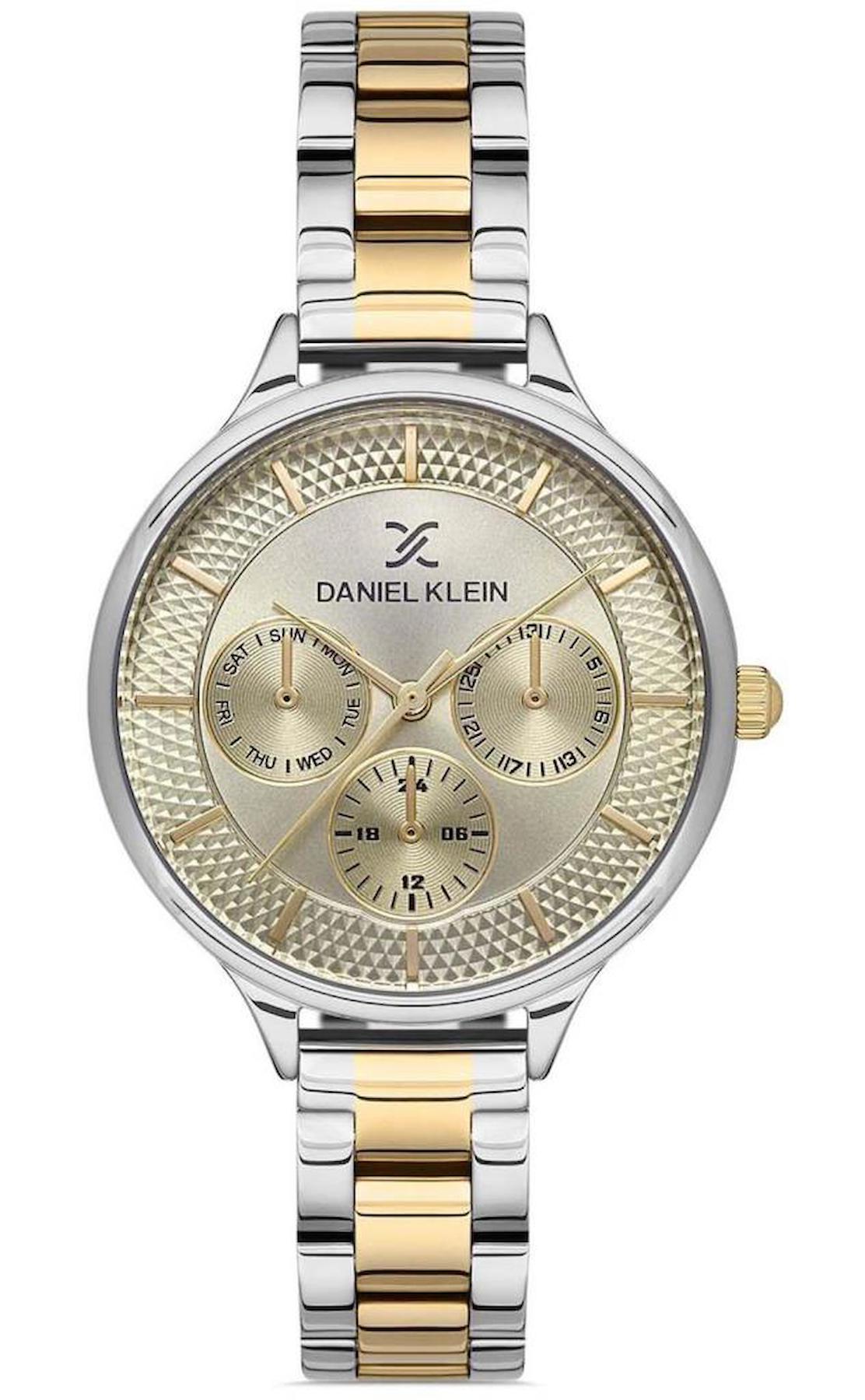 Daniel Klein DK013848B-05 Takvimli 35 mm Altın-Gri Metal Kordon Analog Kadın Kol Saati