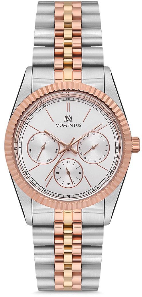 Momentus CW130Z-02SR Takvimli 36 mm Gri-Rose Gold Çelik Kordon Analog Kadın Kol Saati