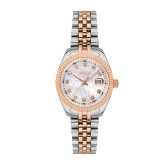 Wesse WWL302804 Takvimli 28 mm Gri-Rose Gold Çelik Kordon Analog Kadın Kol Saati