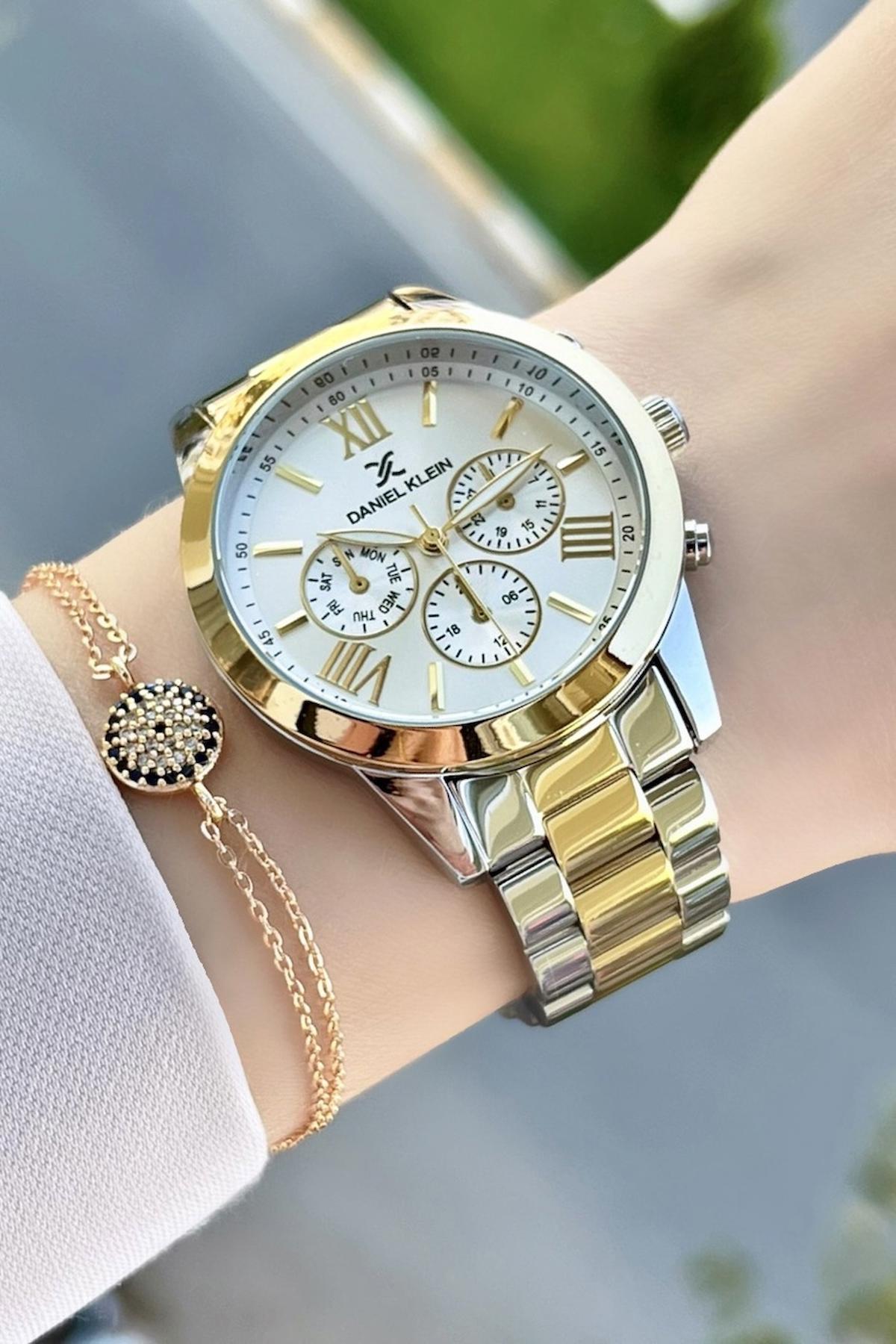 Daniel Klein DKISTE30 37 mm Altın-Gri Çelik Kordon Analog Kadın Kol Saati