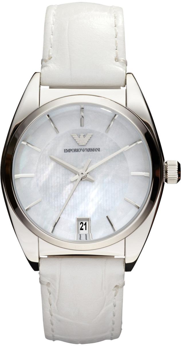 Emporio Armani AR0377 Takvimli 31 mm Beyaz Deri Kordon Analog Kadın Kol Saati