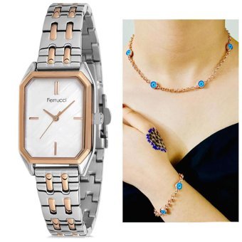 Ferrucci 32 mm Gri-Rose Gold Çelik Kordon Analog Kadın Kol Saati