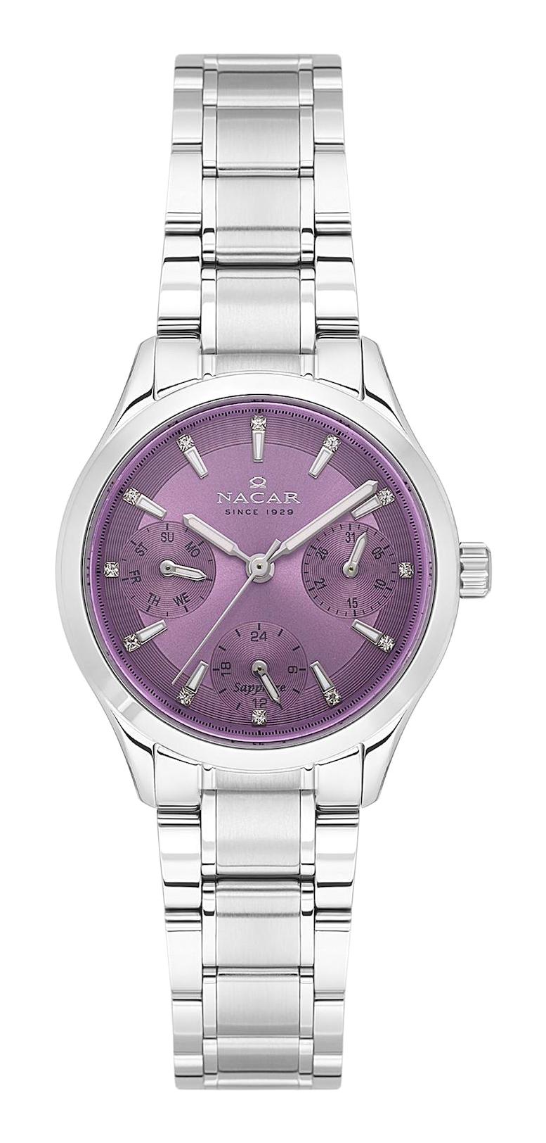 Nacar 33398316-APM Takvimli 31 mm Gri Metal Kordon Analog Kadın Kol Saati