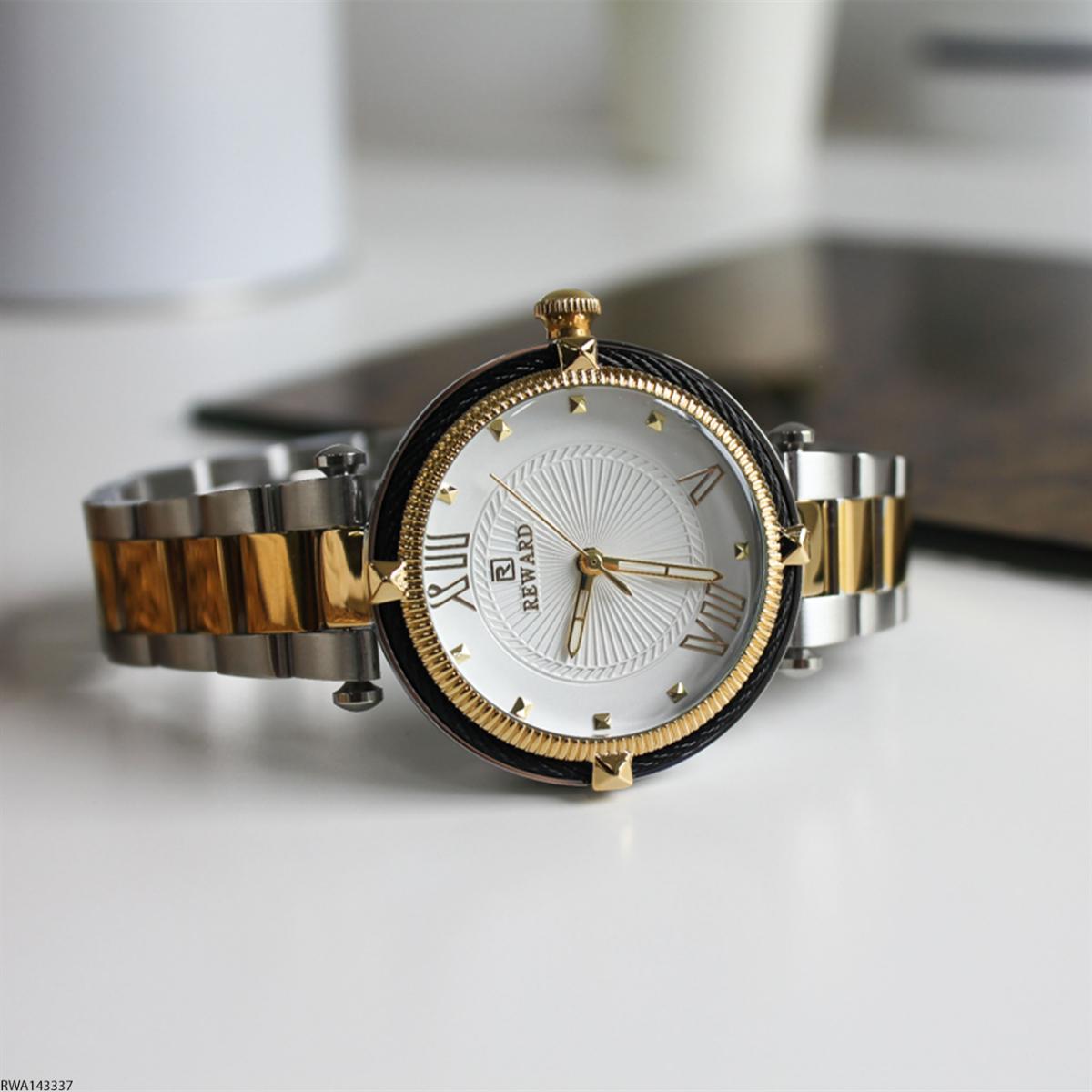 Reward RWA143337 30 mm Altın-Gri Çelik Kordon Analog Kadın Kol Saati