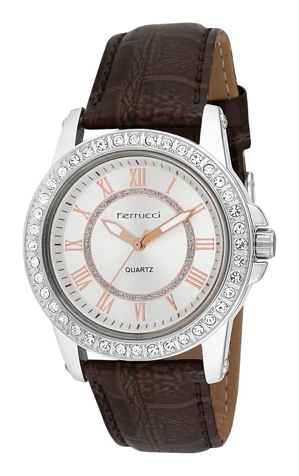 Ferrucci 2FK1568 38 mm Kahverengi Deri Kordon Analog Kadın Kol Saati