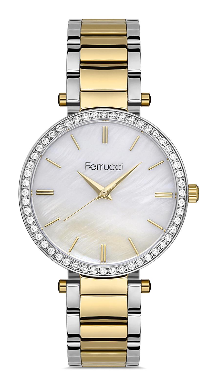Ferrucci FFQ111614.A9 35 mm Altın-Gri Metal Kordon Analog Kadın Kol Saati