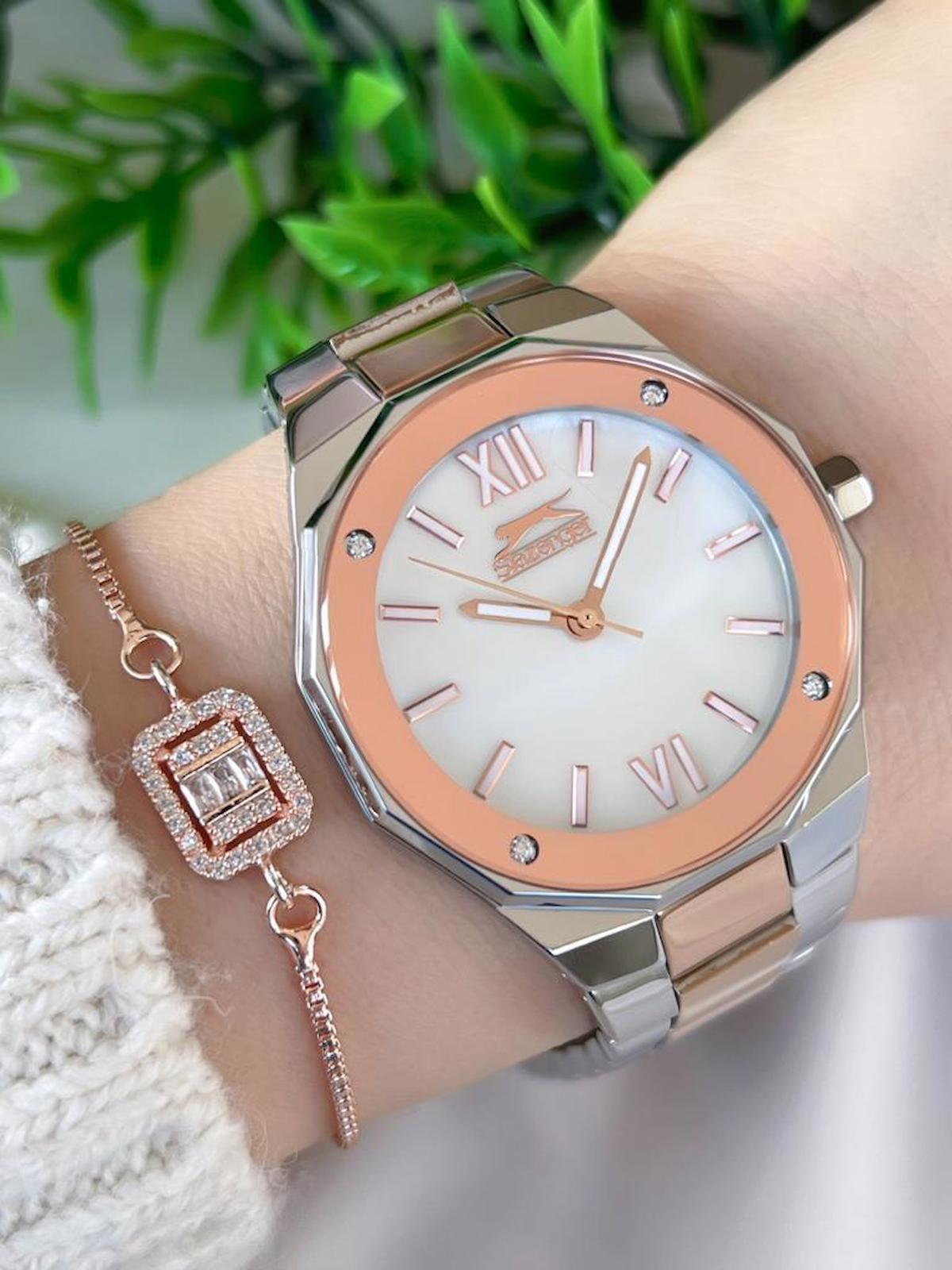 Slazenger SL.09.2258.3.02 36-40 mm Gri-Rose Gold Çelik Kordon Analog Kadın Kol Saati