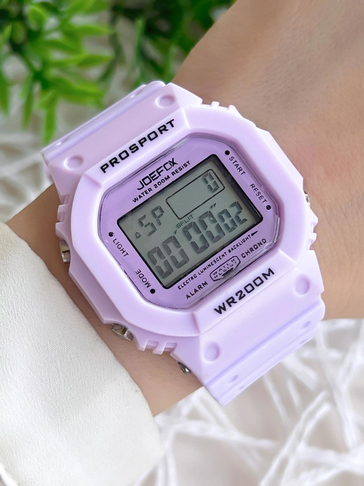 Joefox BJ-GS25 Takvimli 48 mm Lila Plastik-Silikon Kordon Dijital Kadın Kol Saati
