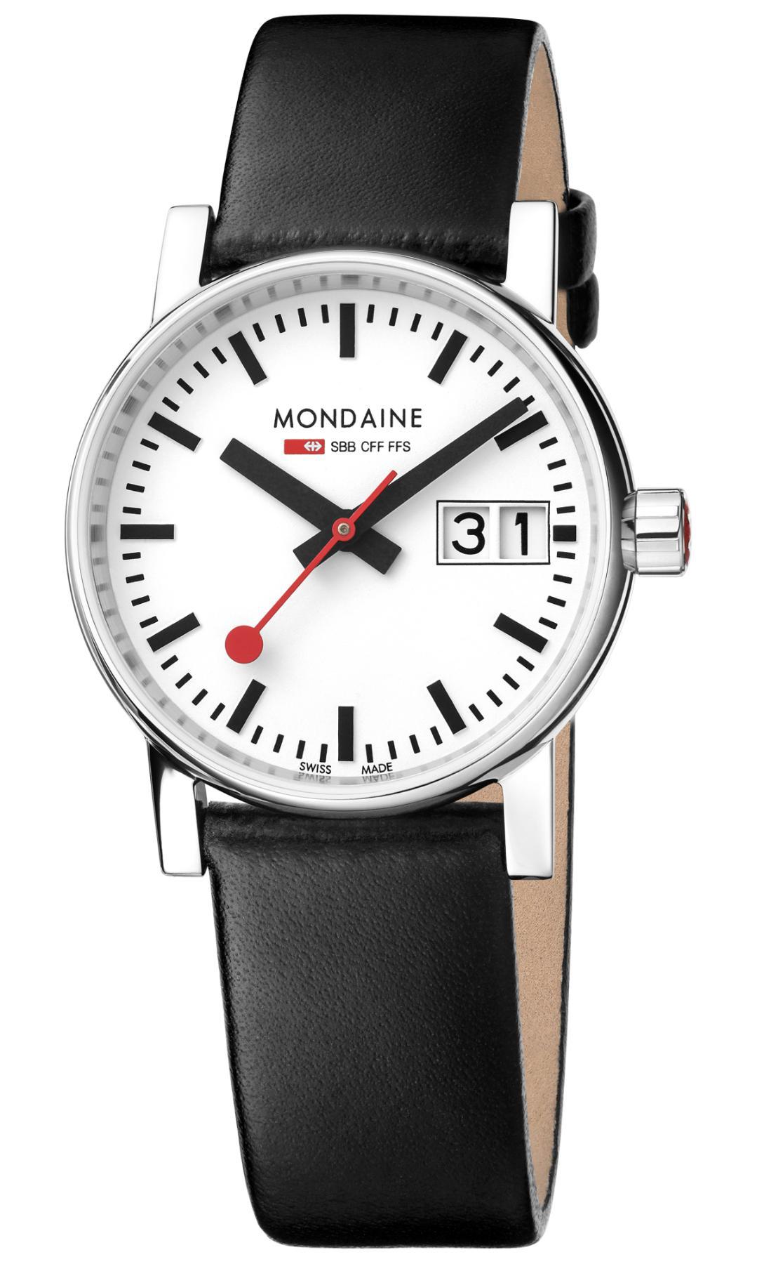 Mondaine EVO2 Takvimli 30 mm Siyah Deri Kordon Analog Kadın Kol Saati
