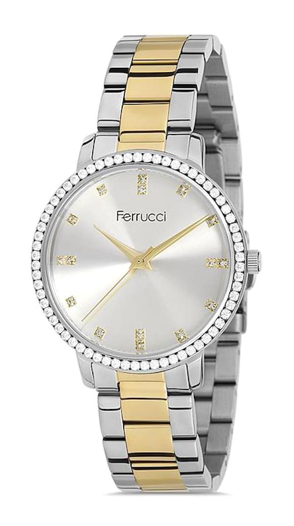 Ferrucci FFQ111614.A23 35 mm Altın-Gri Metal Kordon Analog Kadın Kol Saati