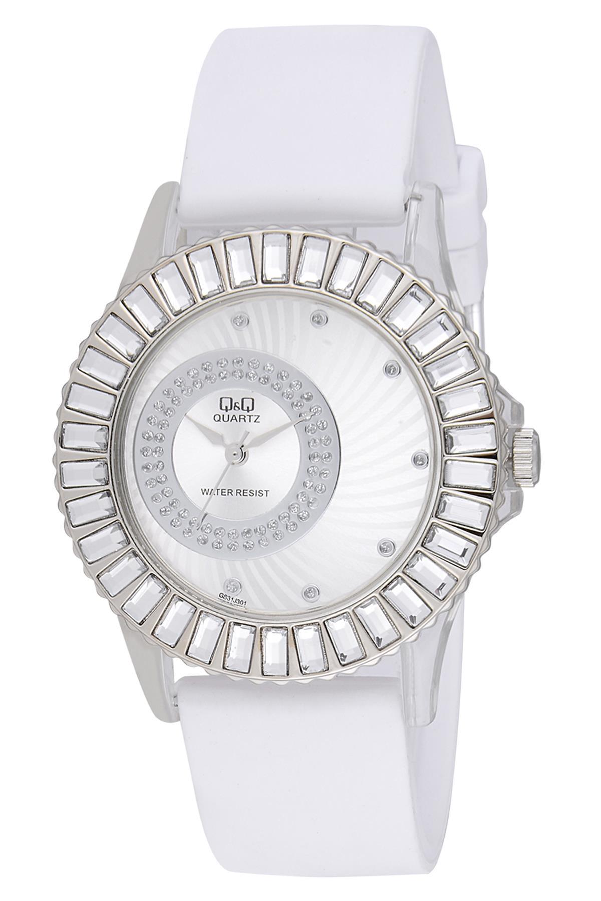 Q&Q 3A840 36 mm Beyaz Silikon Kordon Analog Kadın Kol Saati