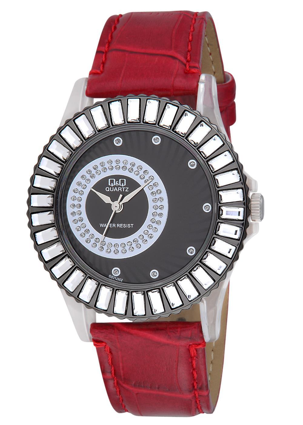 Q&Q 3A770 36 mm Kırmızı Deri Kordon Analog Kadın Kol Saati