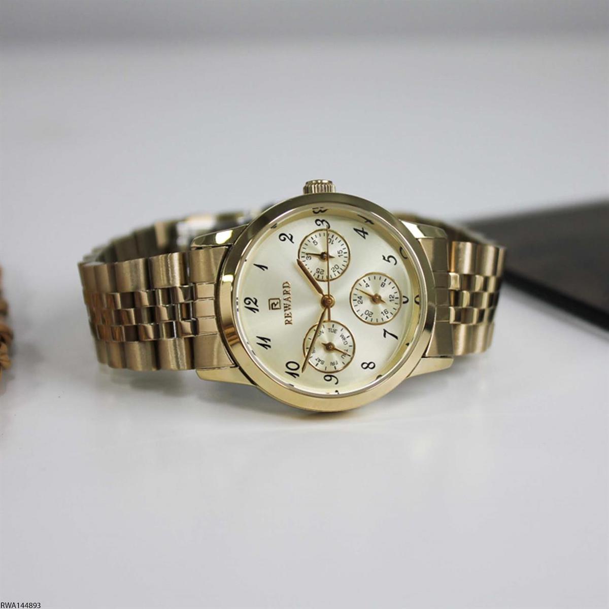 Reward RWA144893 Takvimli 34 mm Altın Çelik Kordon Analog Kadın Kol Saati