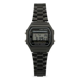 Oqqo Takvimli 25-30 mm Siyah Metal Kordon Dijital Unisex Kol Saati
