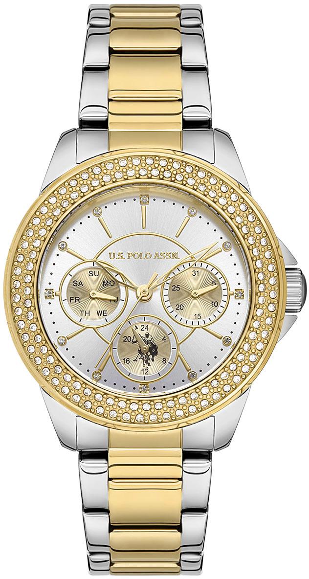 U.S. Polo Assn USPA2042-07 Takvimli 37 mm Altın-Gri Çelik Kordon Analog Kadın Kol Saati