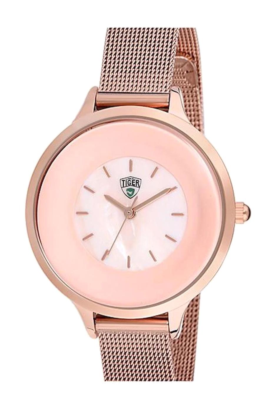 Tiger 502D 41-45 mm Rose Gold Hasır Kordon Analog Kadın Kol Saati