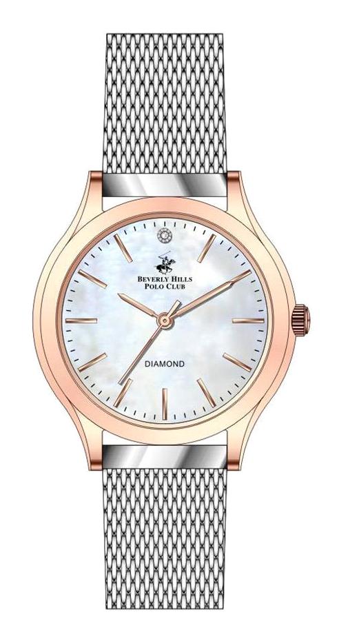 Beverly Hills Polo Club BP3167C.520 35 mm Gri Çelik Kordon Analog Kadın Kol Saati