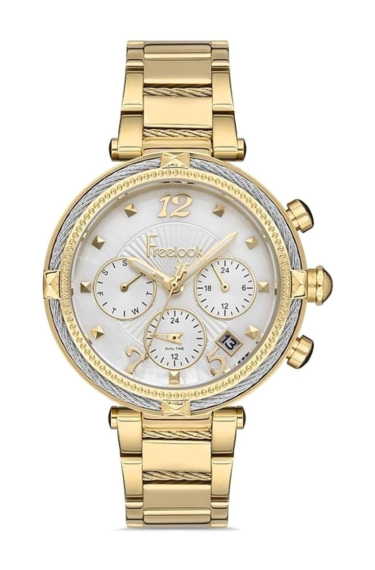 Freelook FL.1.10276.3 Takvimli 37 mm Altın Çelik Kordon Analog Kadın Kol Saati