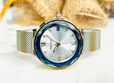 Ferrucci FC.13693H.04 33 mm Altın-Gri Çelik-Hasır Kordon Analog Kadın Kol Saati