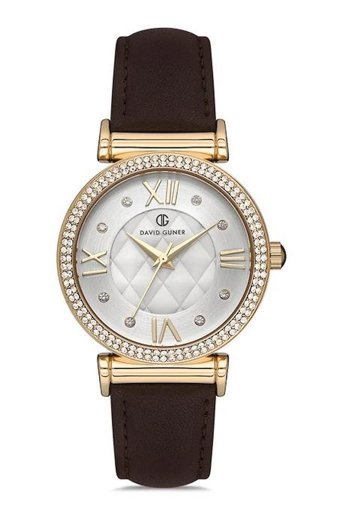 David Guner DG-8079LB-O1 37 mm Siyah Deri Kordon Analog Kadın Kol Saati