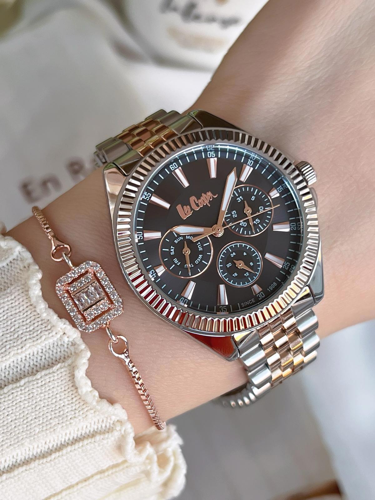 Lee Cooper LC07837.560 40 mm Gri Çelik Kordon Analog Kadın Kol Saati