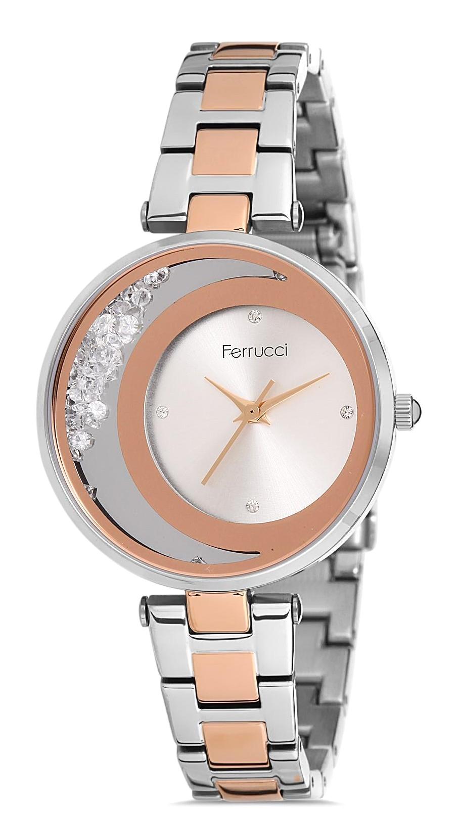 Ferrucci 9FM2581 36 mm Gri-Rose Gold Metal Kordon Analog Kadın Kol Saati