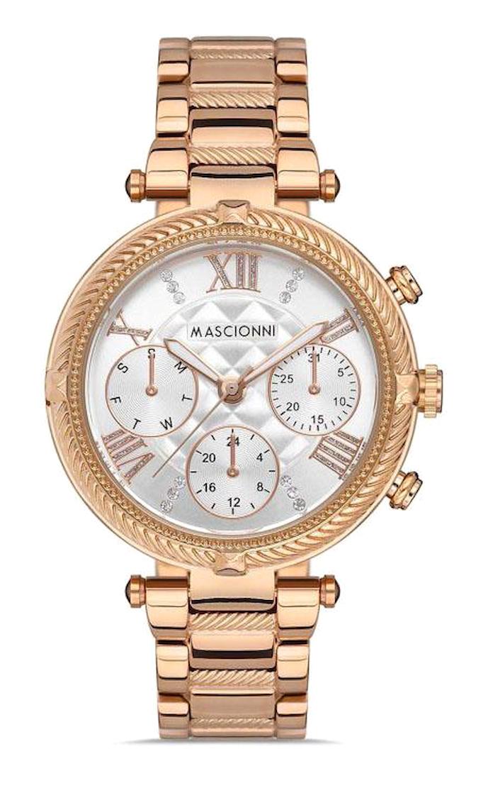 Mascionni M.1.1133.03 Takvimli 38 mm Rose Gold Çelik Kordon Analog Kadın Kol Saati