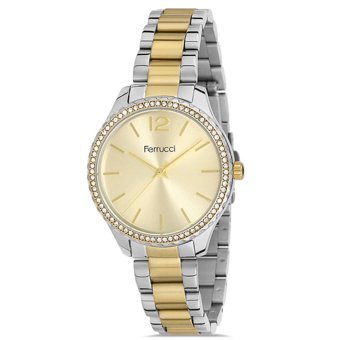 Ferrucci FCF.13886M.04 40 mm Altın-Gri Çelik Kordon Analog Kadın Kol Saati