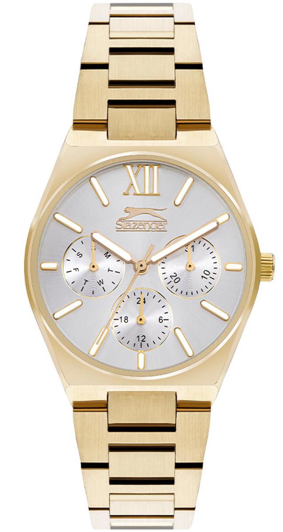 Slazenger SL.09.2243.4.03 Takvimli 36 mm Altın Çelik Kordon Analog Kadın Kol Saati
