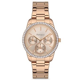 Ferrucci FRC.13887M.01 Takvimli 35 mm Rose Gold Çelik Kordon Analog Kadın Kol Saati