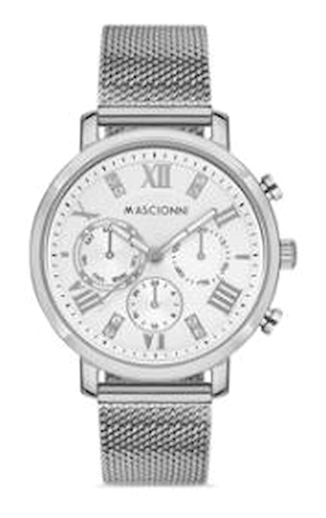 Mascionni M.1.1995M.01 Takvimli 38 mm Gri Çelik Kordon Analog Kadın Kol Saati