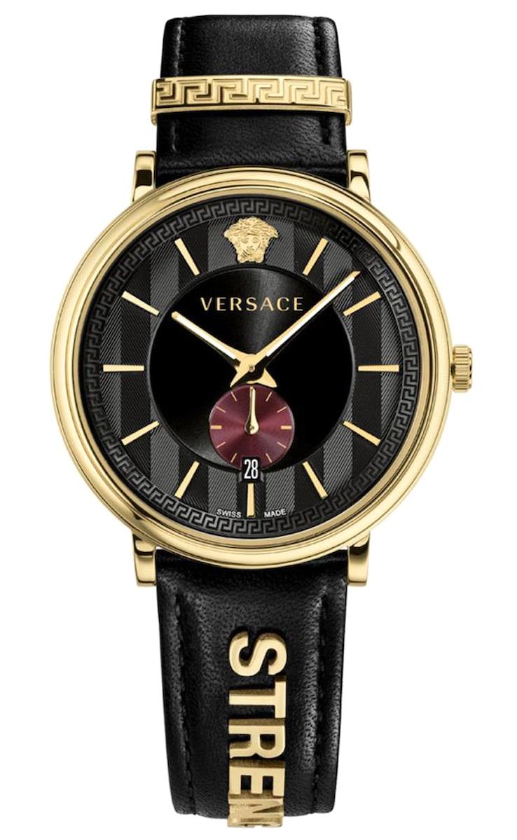 Versace VRSCVBQ050017 Takvimli 42 mm Siyah Deri Kordon Analog Kadın Kol Saati