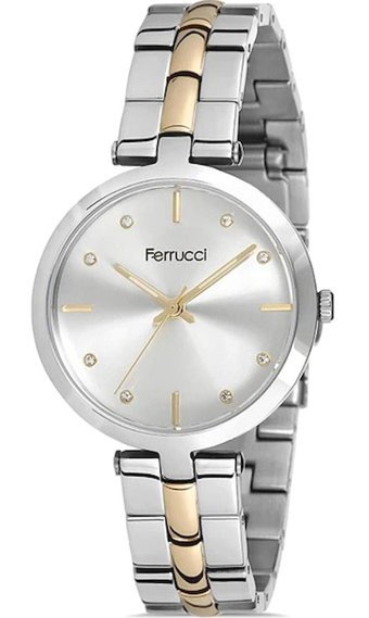 Ferrucci 34 mm Gri Çelik Kordon Analog Kadın Kol Saati