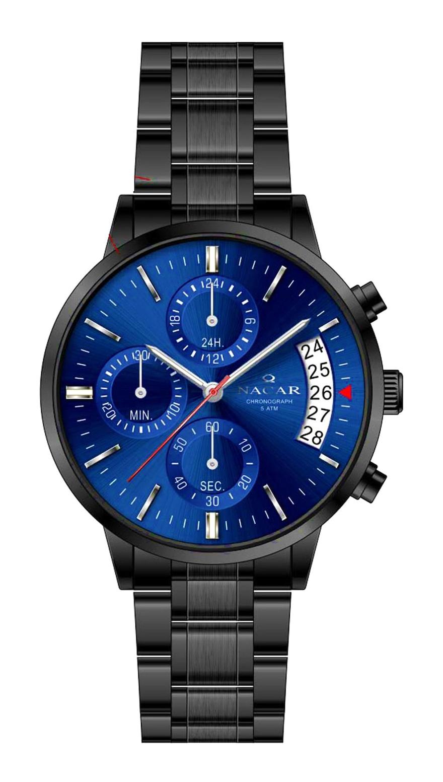 Nacar NC31-399181-BLM Takvimli 35 mm Siyah Metal Kordon Analog Kadın Kol Saati