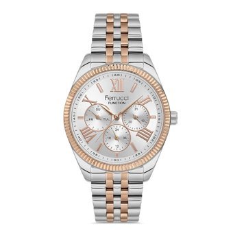 Ferrucci FER.03322FM.03 Takvimli 35 mm Gri-Rose Gold Çelik Kordon Analog Kadın Kol Saati