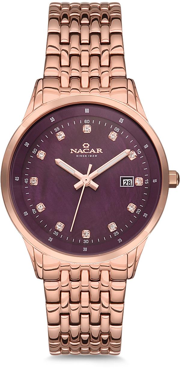 Nacar 34-392126-RPM Takvimli 32 mm Rose Gold Metal Kordon Analog Kadın Kol Saati