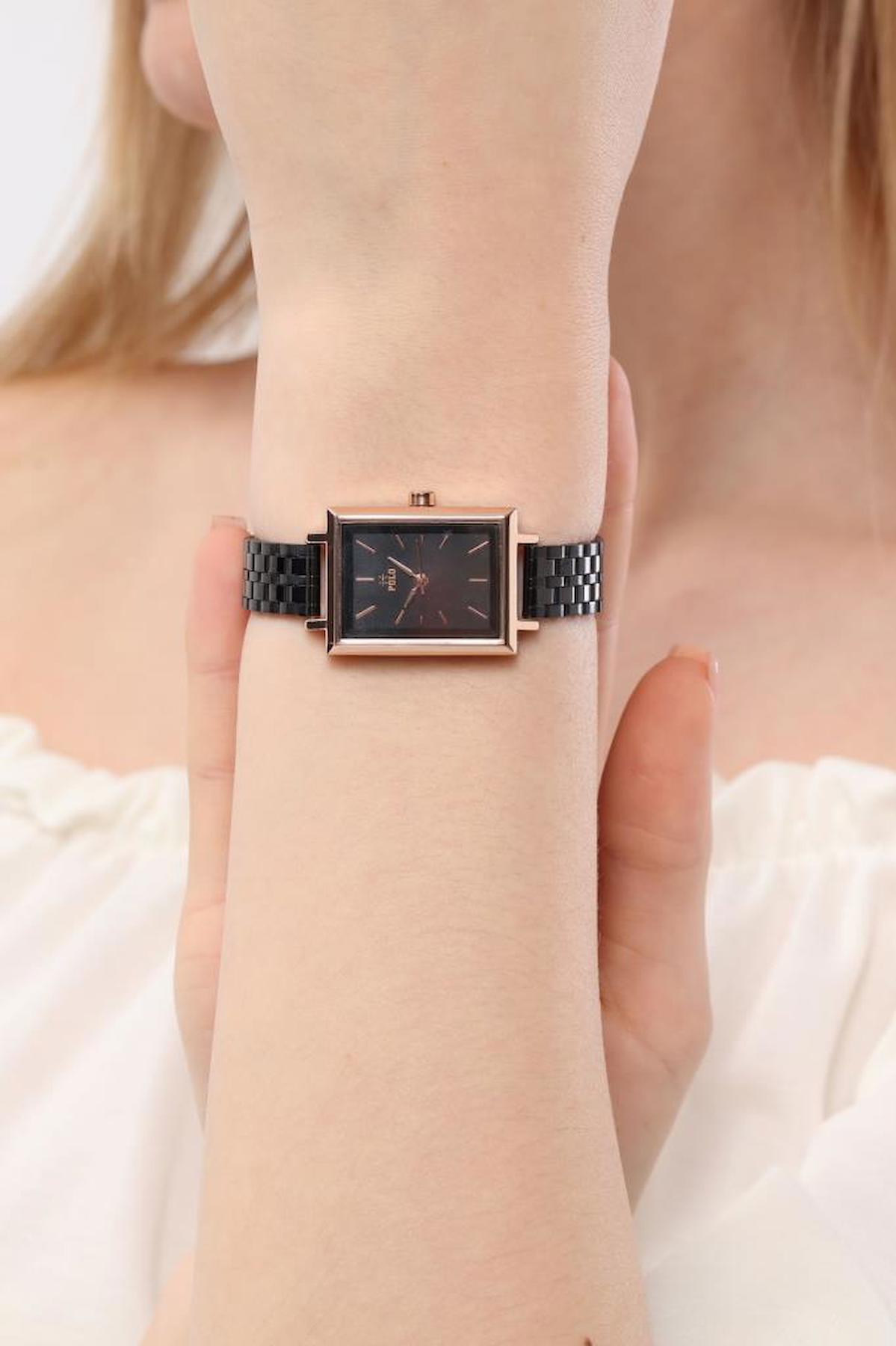 Oqqo 30 mm Siyah Metal Kordon Analog Kadın Kol Saati